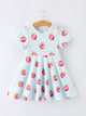 Back to School Apple Plaid Girls Dress Short Sleeve