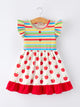 Back to School Apple Stripe Girls Ruffle Dress