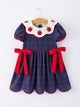 Back To School Apple Plaid Girls Dress Scallop Hem Bow