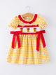 Back To School Supply Plaid Girls Dress Ruffle Collar Bow