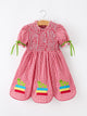 Girls Back To School Worm Plaid Twirl Dress Smocked