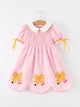 Girls Back To School Pencil Twirl Dress Bow Applique Smocked