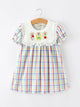 Girls Back To School Dog Plaid Twirl Dress