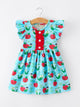 Girls Back To School Apple Worm Twirl Dress Ruffle Color Block