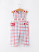 4th of July Plaid Boys Romper Smocked Flag Button Strap