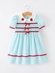 Back to School Apple Applique Girls Dress Petals Collar Bow