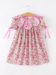 Pink Floral Bow Petals Collar Girls Dress