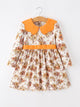 Fall Orange Floral Girl Dress Petals Collar