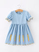 Back to School Pencil Applique Girl Dress Scallop Hem
