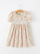 Fall Blush Floral Girls Dress Smocked Petal Collar