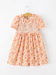 Fall Rust Floral Baby Girls Dress Smocked Petal Collar