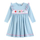 Blue Smocked Knit ABC School Dress