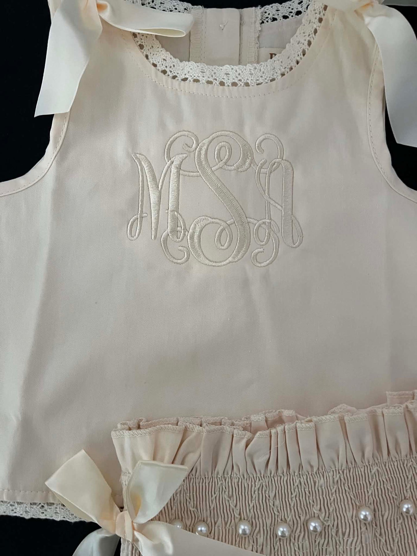 Heirloom Pearl Smocked Diaper Set