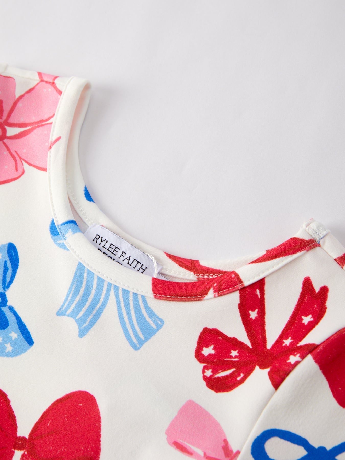 4th of july Color Bow Printed Short Sleeves Dress