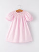 White Bow Smock Embroidered Pink Dress