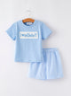 "I ❤ MOMMY" Embroidery Smocking Baby Boys Striped Shorts Set