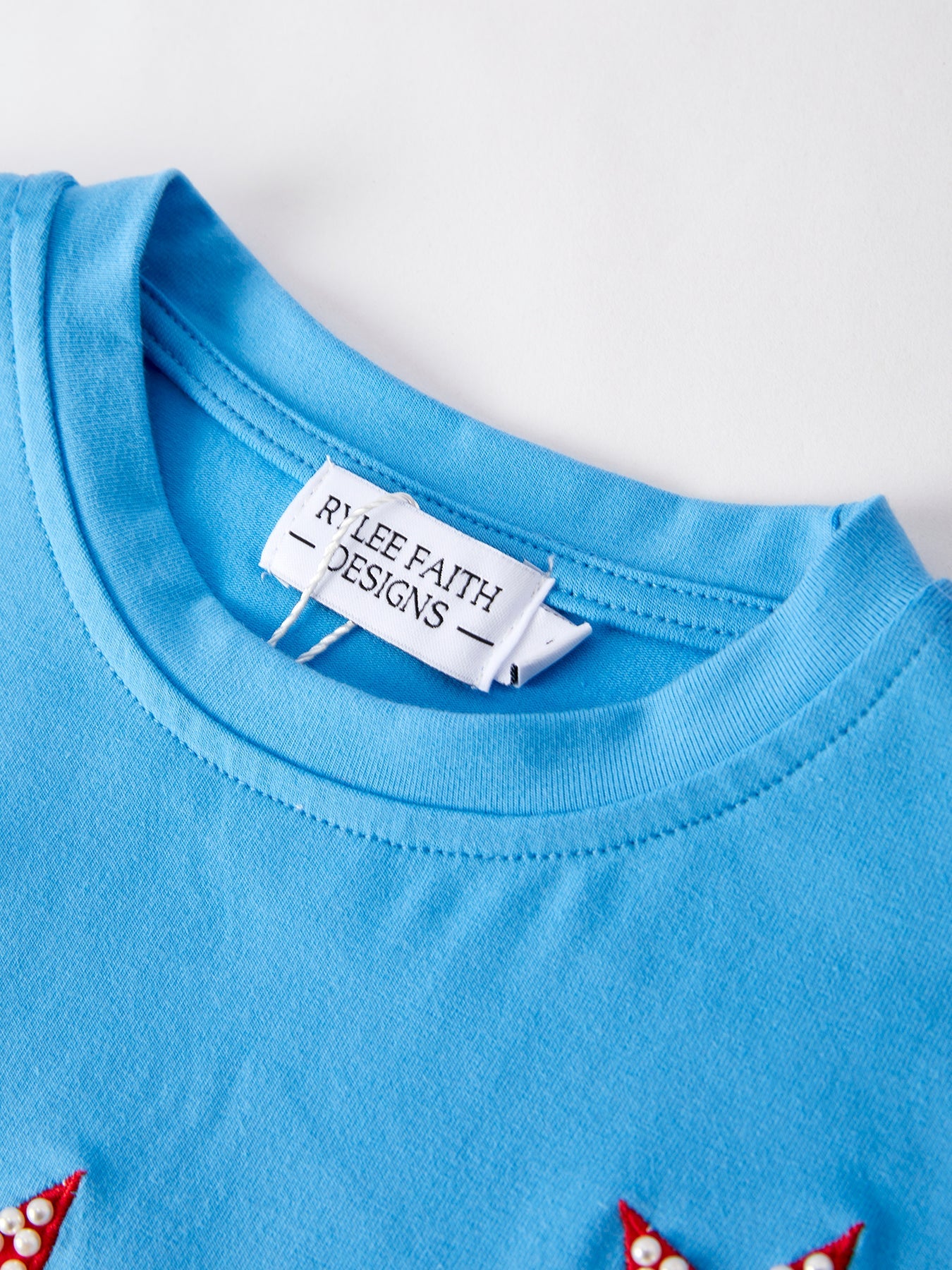 4th of july Star Applique Pearl Embellished Girls Set