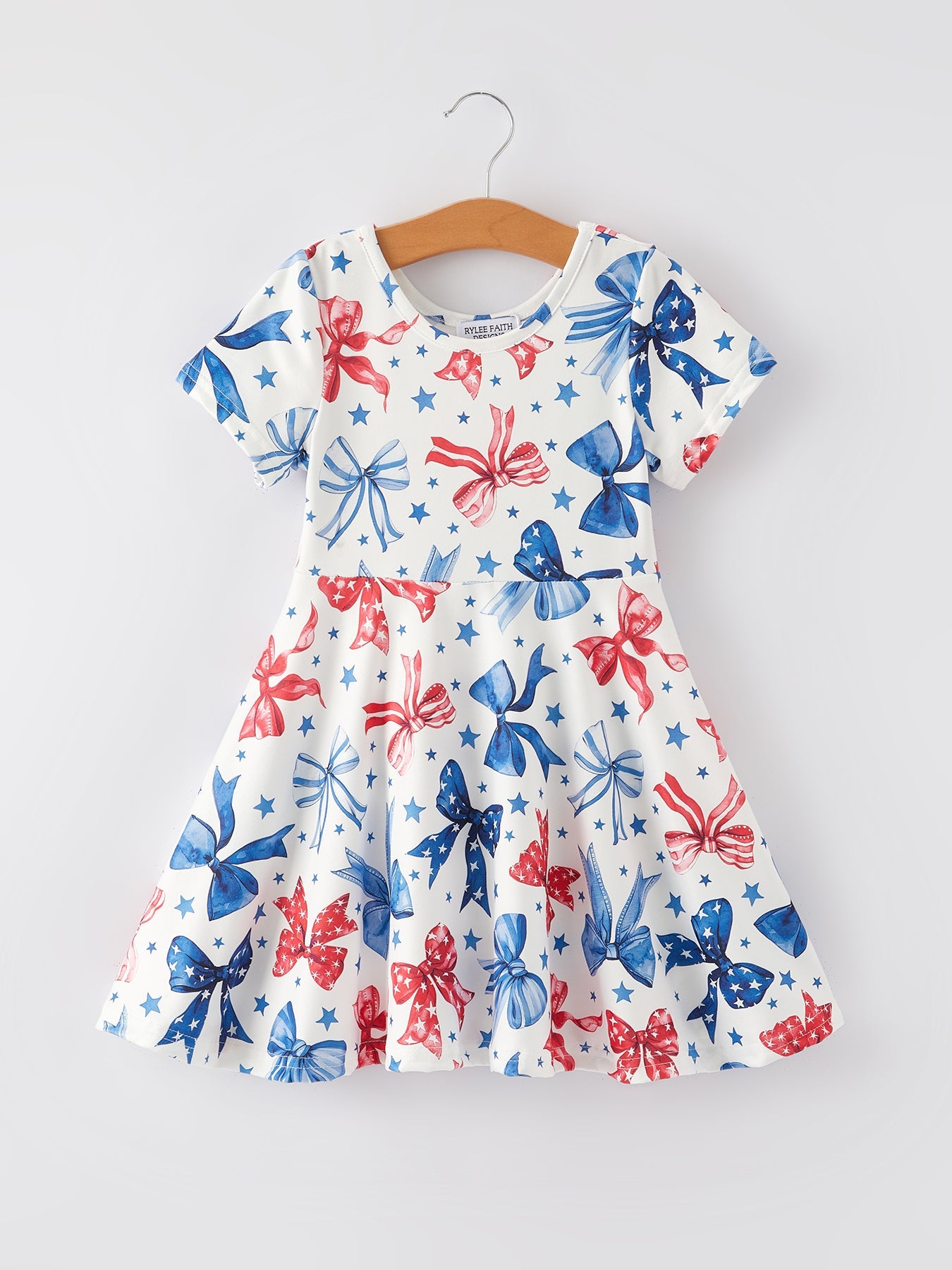 4th Of July Bow Star Girls Dress