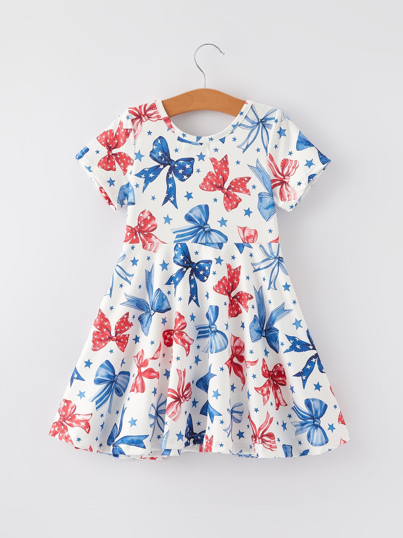 4th Of July Bow Star Girls Dress