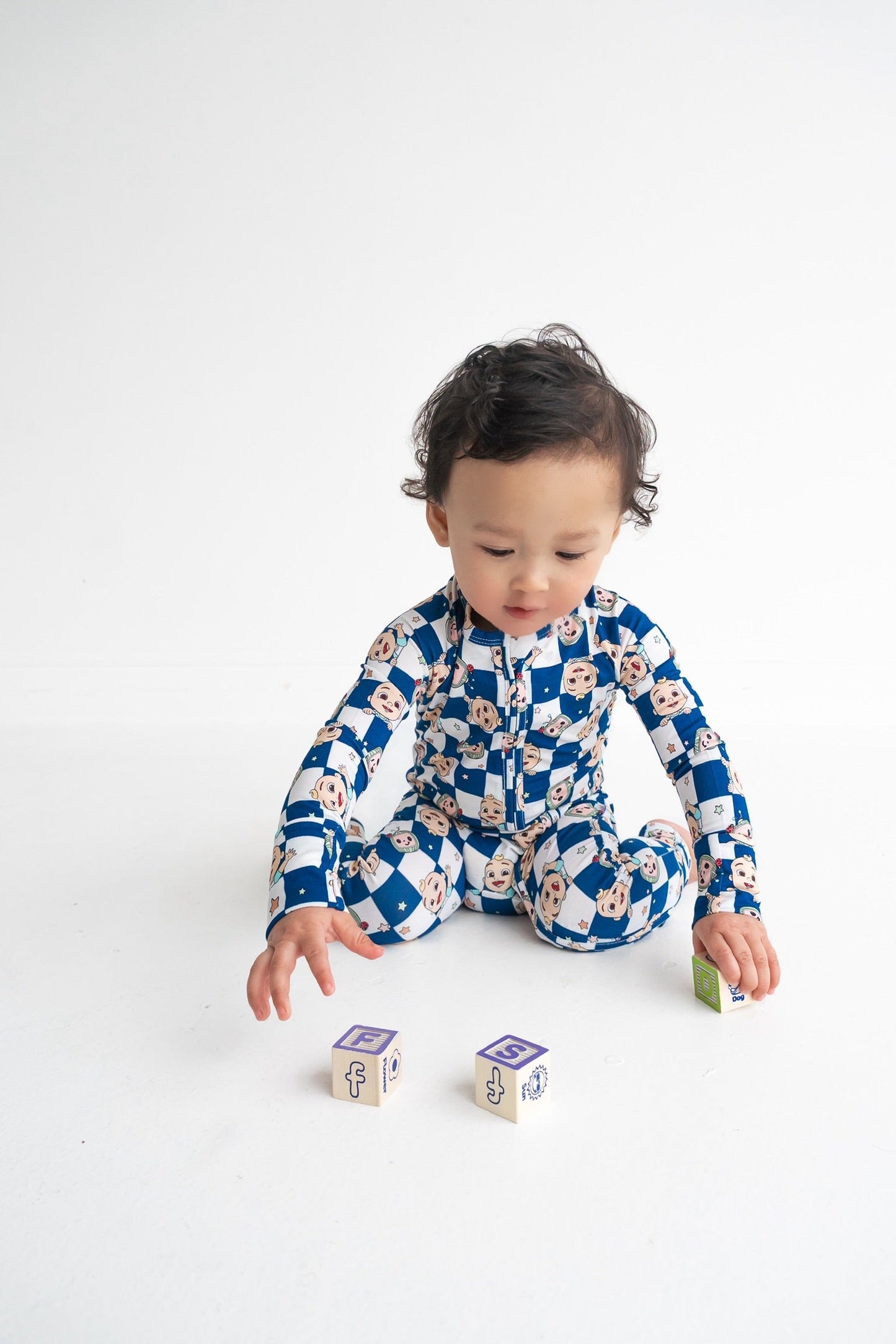 Dream Big Little Co x CoComelon JJ STARRY NIGHT CHECKERS DREAM ROMPER