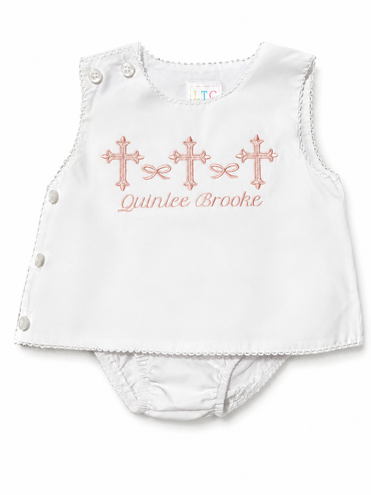 Personalized Heirloom Cross Embroidered Diaper Set