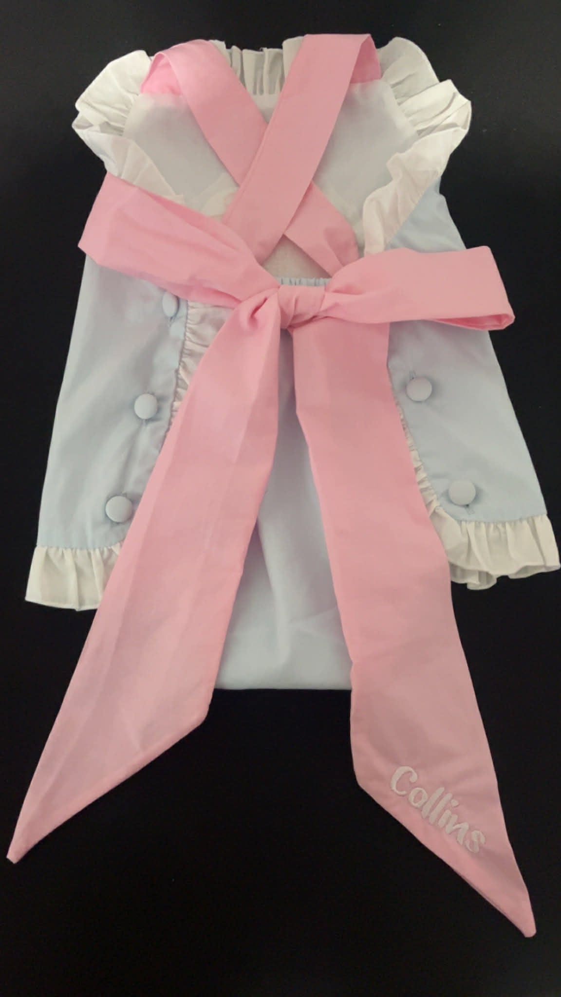 Monogrammed Ruffle Sunsuit w/ hand sewn pearls