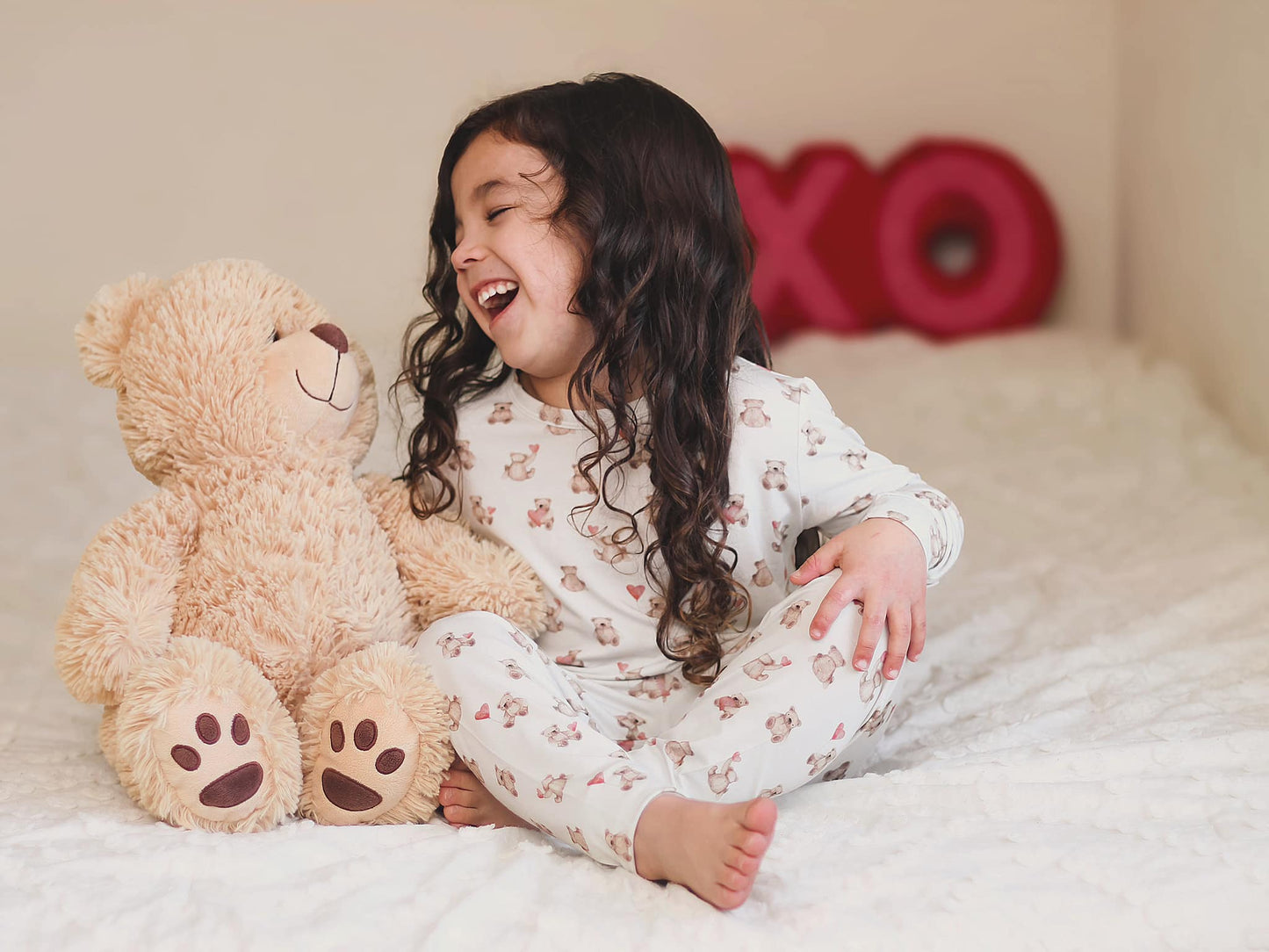Teddy Bear Hearts 2pc Bamboo Pajamas