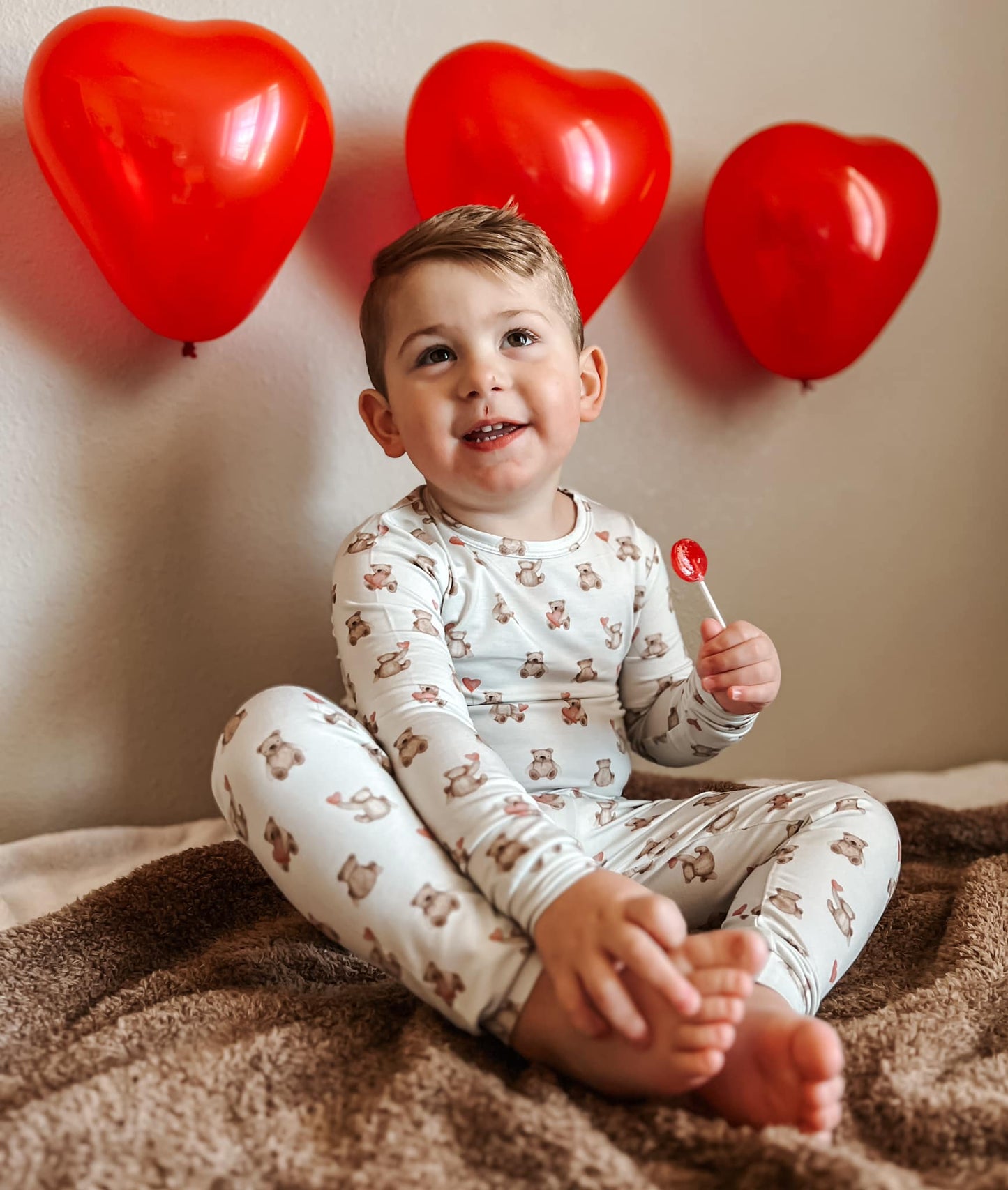 Teddy Bear Hearts 2pc Bamboo Pajamas