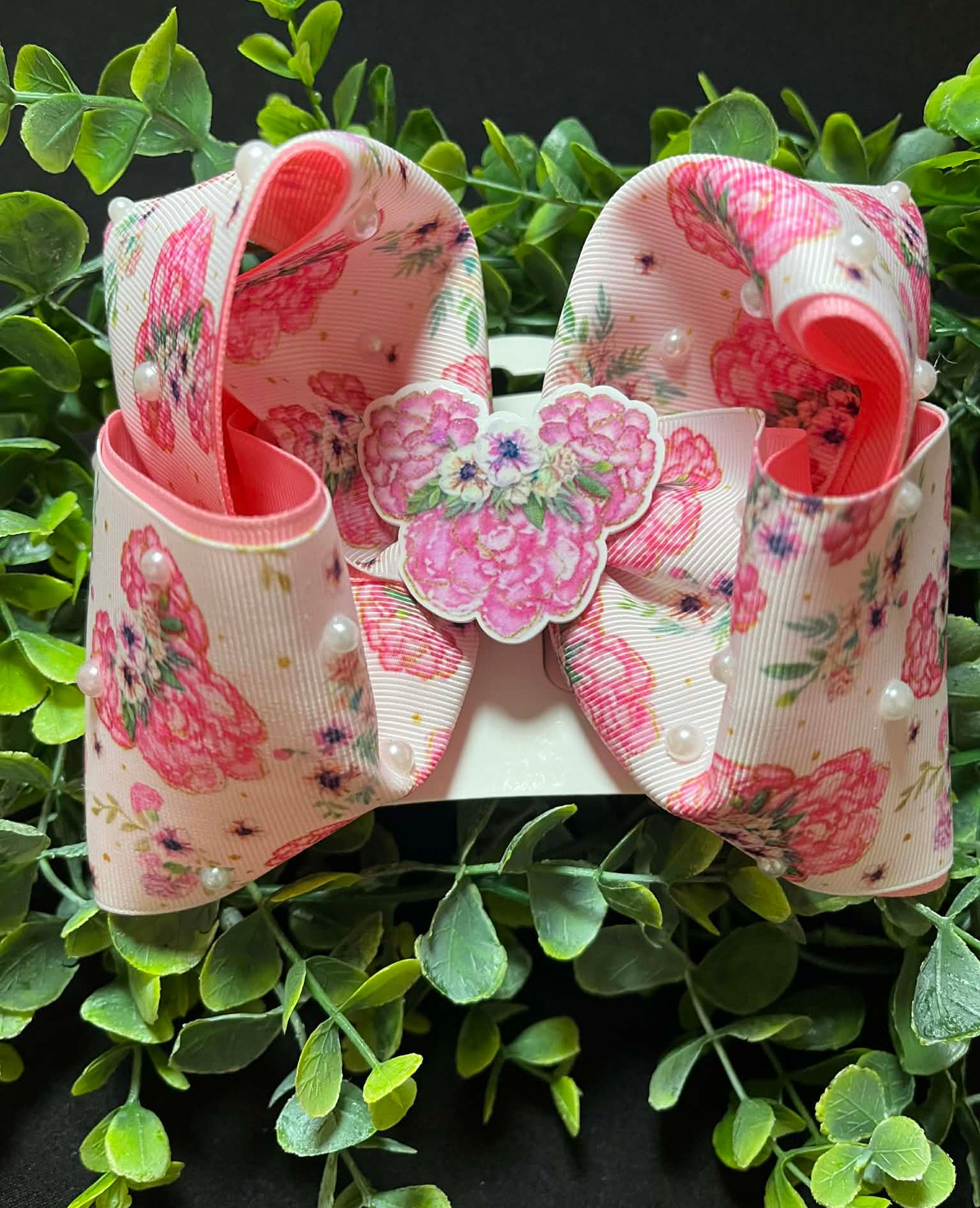 Floral Mouse Bow with Pearl Accents