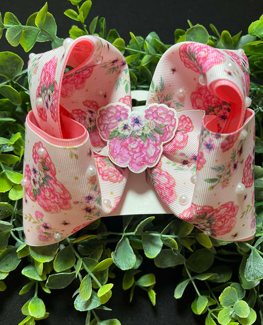 Floral Mouse Bow with Pearl Accents