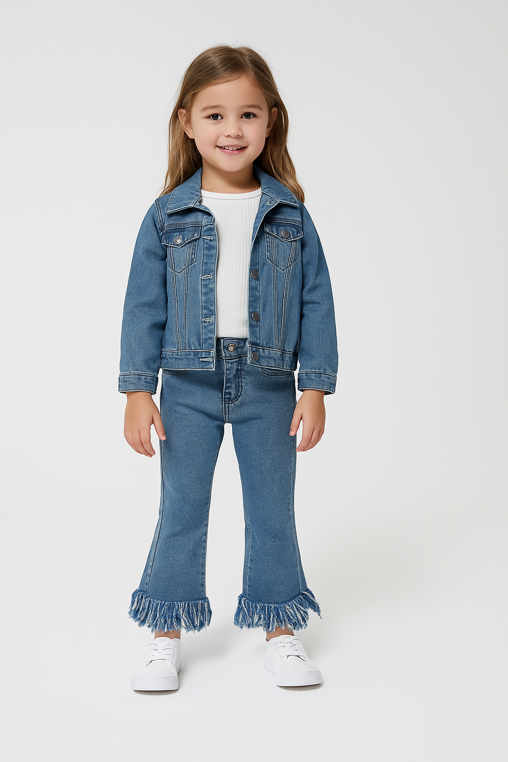 Light Blue Fringe Girls Jeans