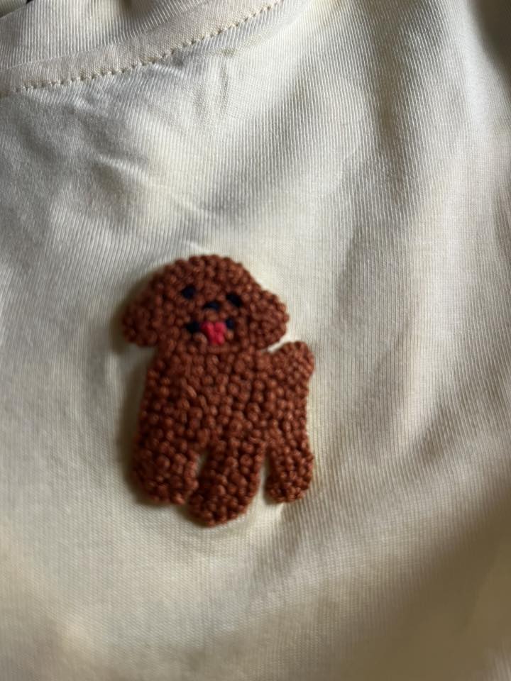 French Knot Doodle Puppy Short Set