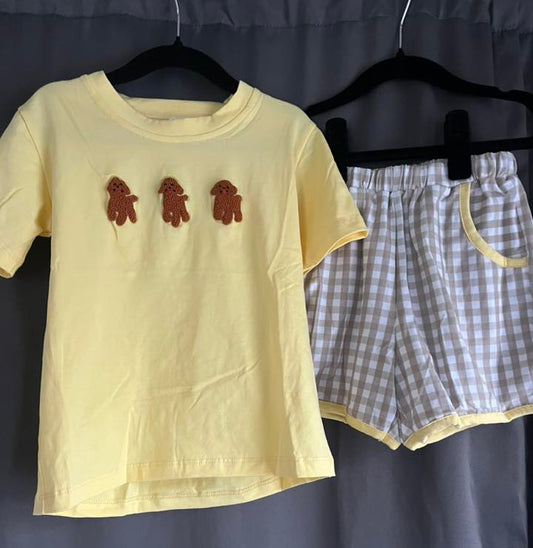 French Knot Doodle Puppy Short Set