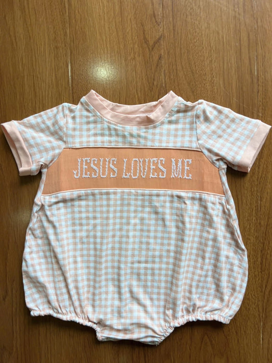 Hand Smocked Jesus Loves Me boy bubble