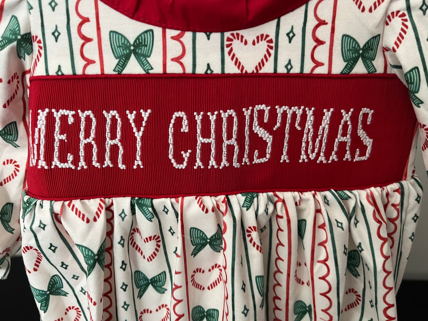 Hand Smocked Merry Christmas bubble