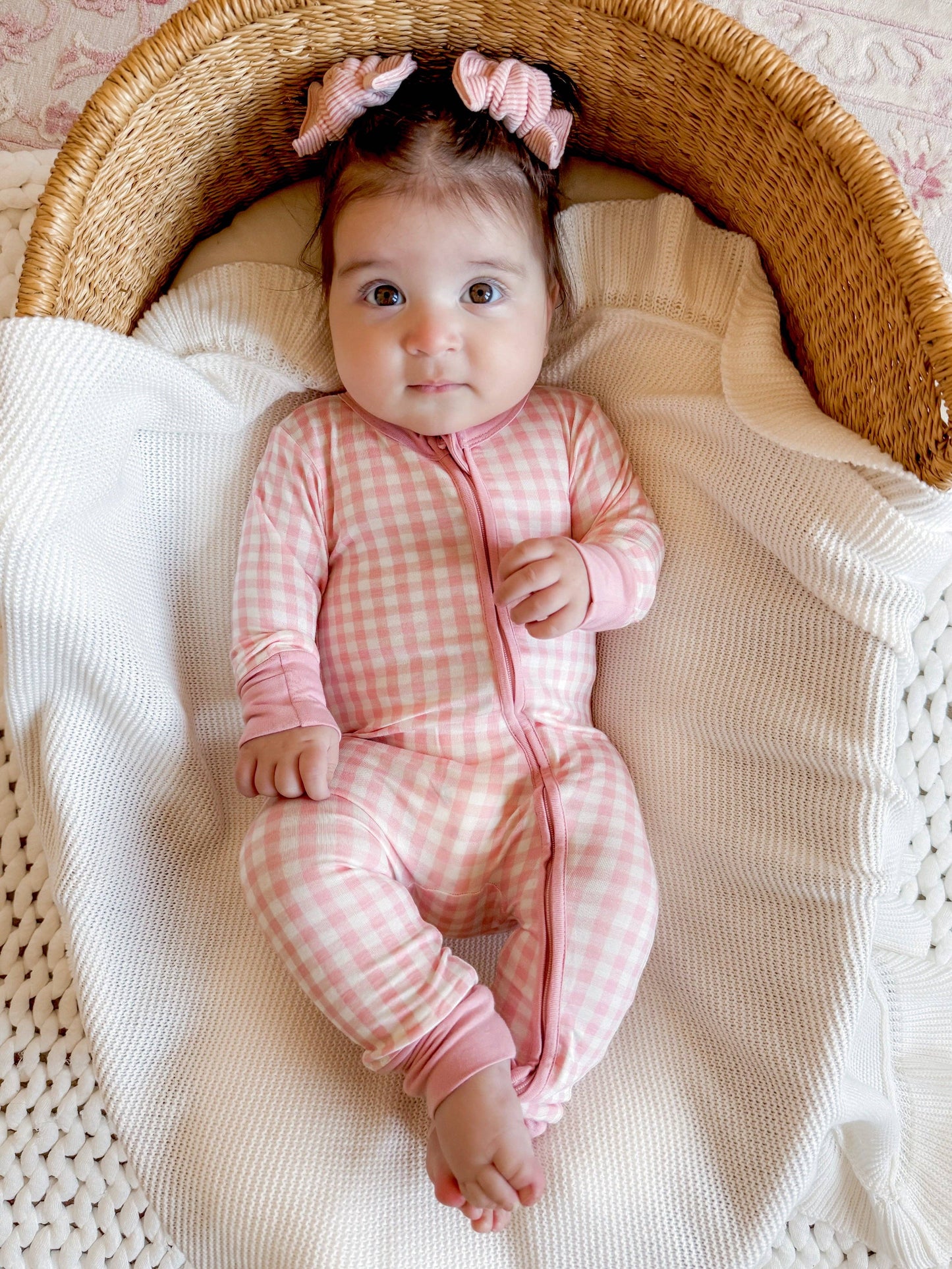 2-Way Convertible Zip Romper, Pink Gingham