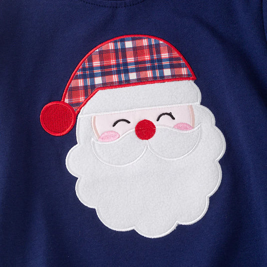 Christmas Santa Claus Applique Cotton Sweatshirt