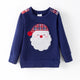 Christmas Santa Claus Applique Cotton Sweatshirt