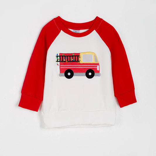 Christmas Firetruck Applique Top