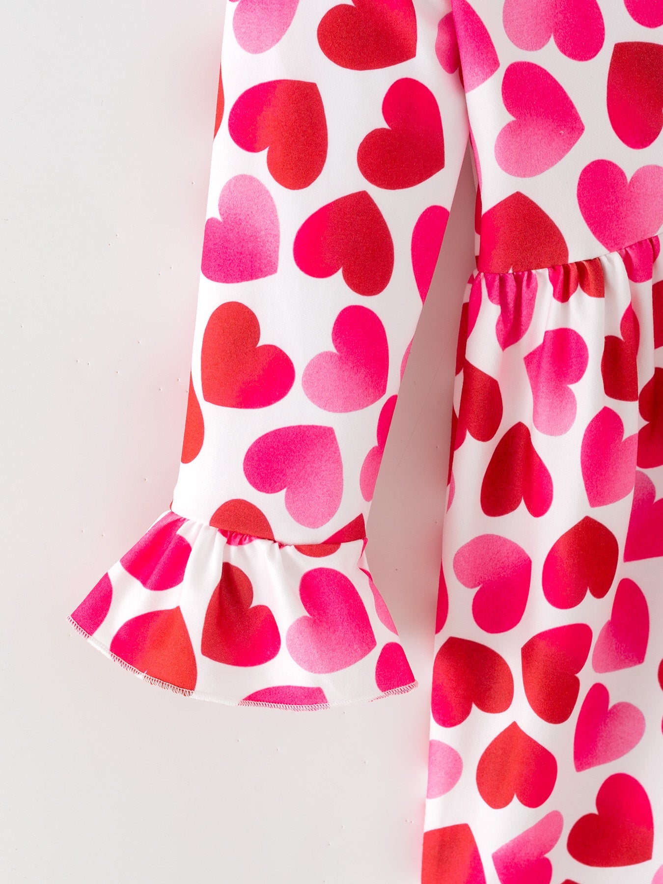 Valentine Party Dress – Red Pink Ruffle Sleeve Dress