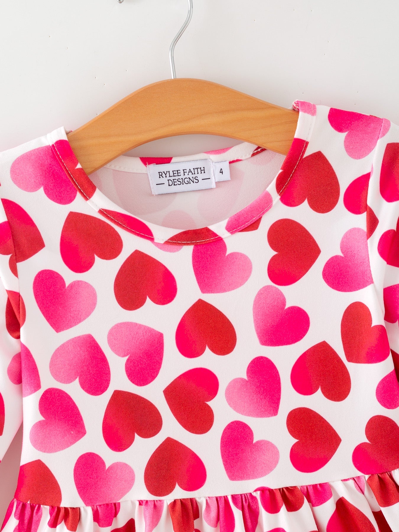 Valentine Party Dress – Red Pink Ruffle Sleeve Dress