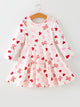 Toddler Girls Valentine Bow Heart Shape Print Dress