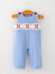 Baby Boy Baseball Smocked Romper – Blue Plaid Summer Outfit