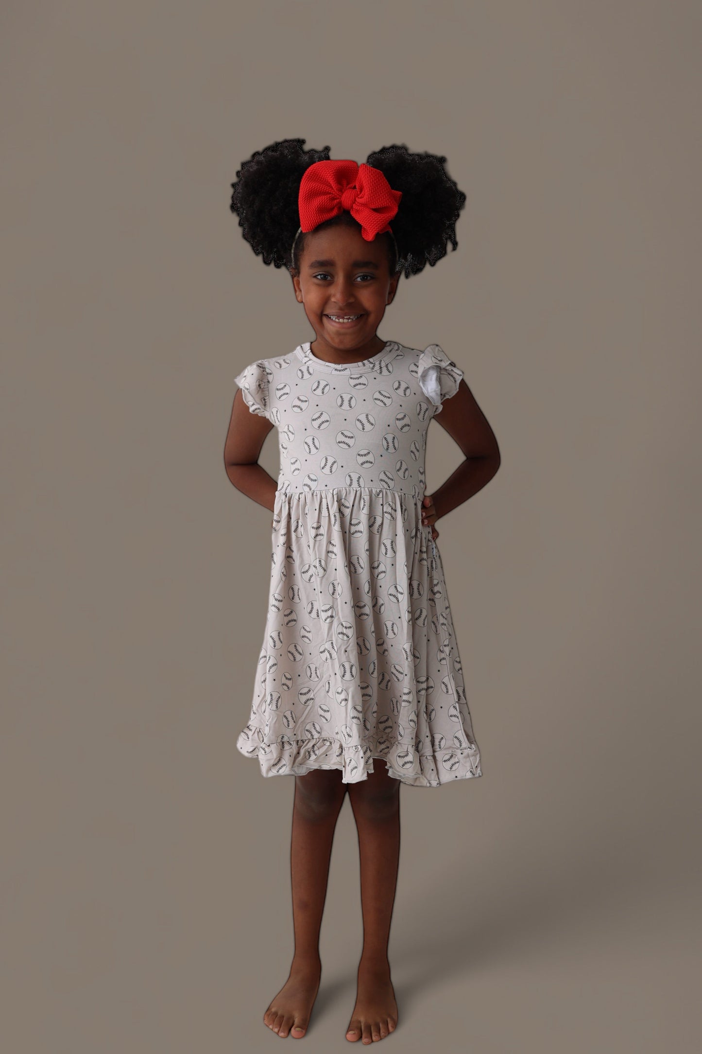 EXCLUSIVE SWING FOR THE STARS DREAM CAP SLEEVE RUFFLE DRESS