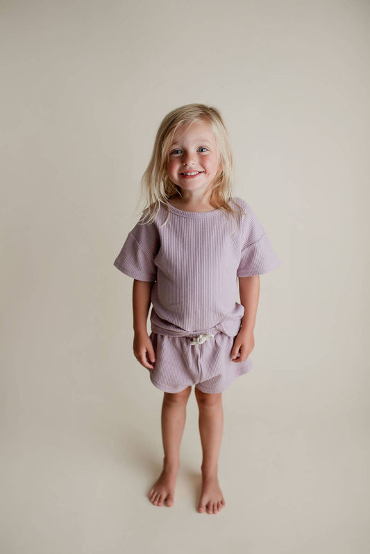 Wild Orchid Purple Summer Waffle Toddler Top & Bottom Set