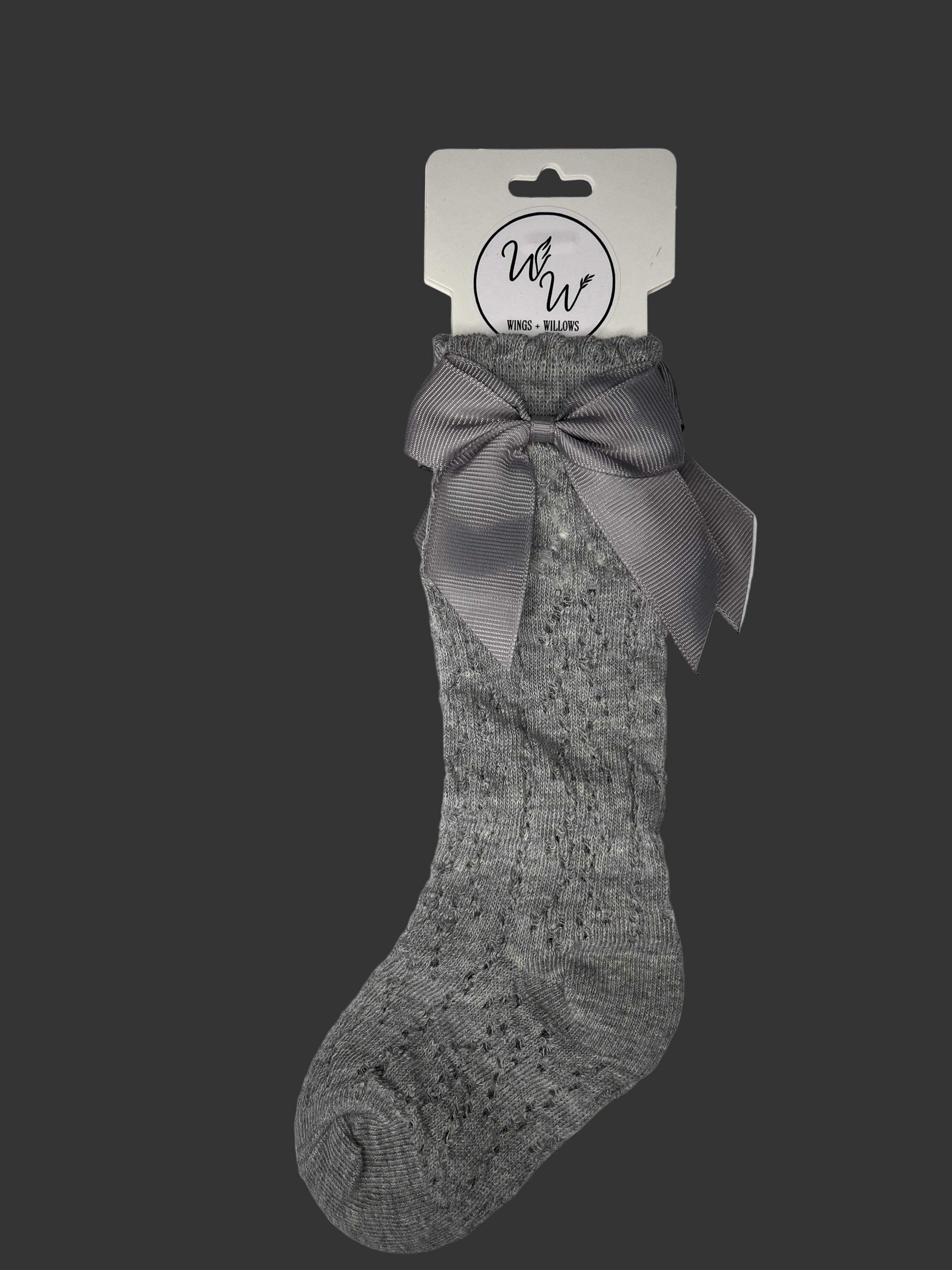 Bow Knit Knee-High Socks