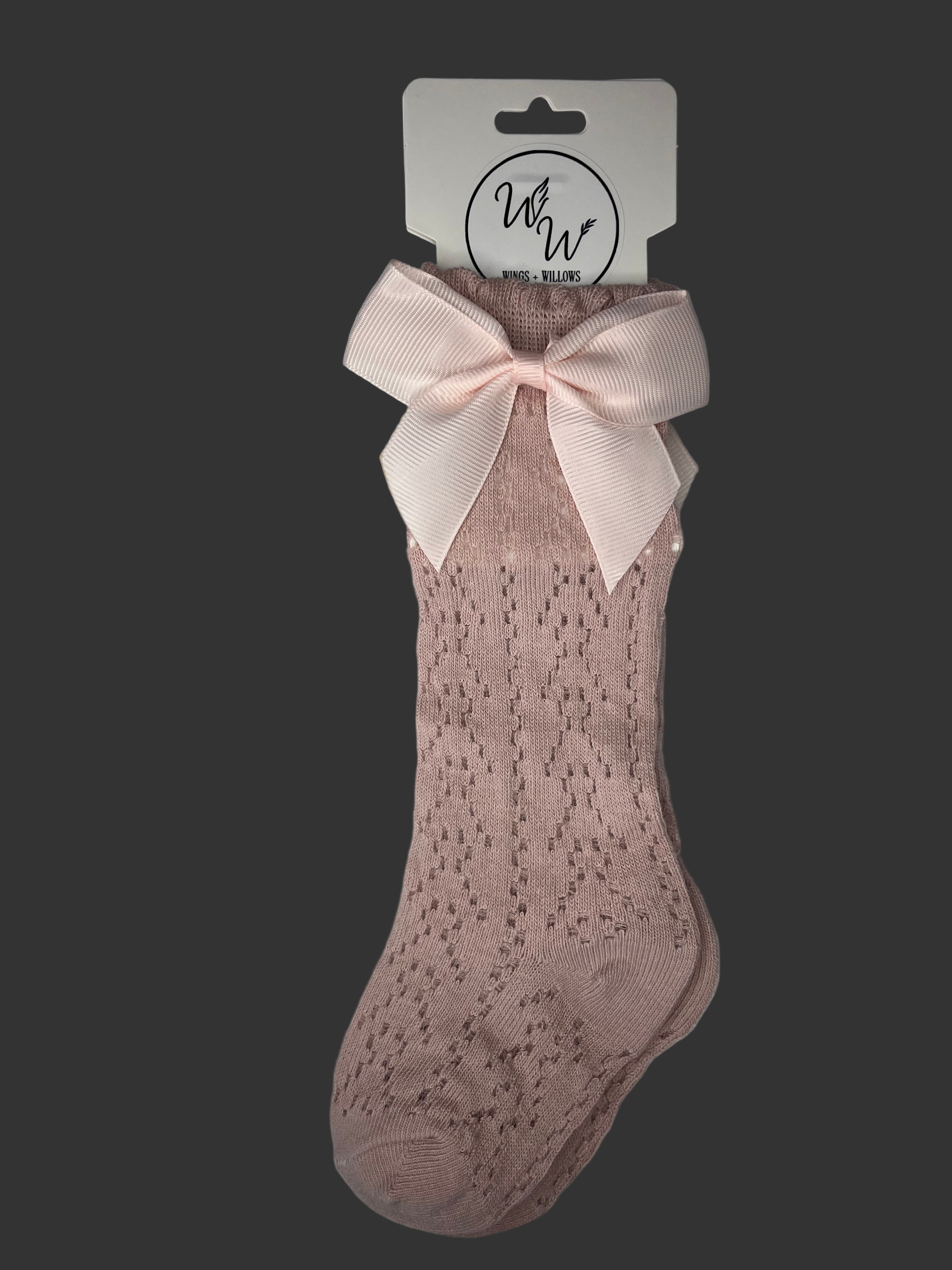 Bow Knit Knee-High Socks