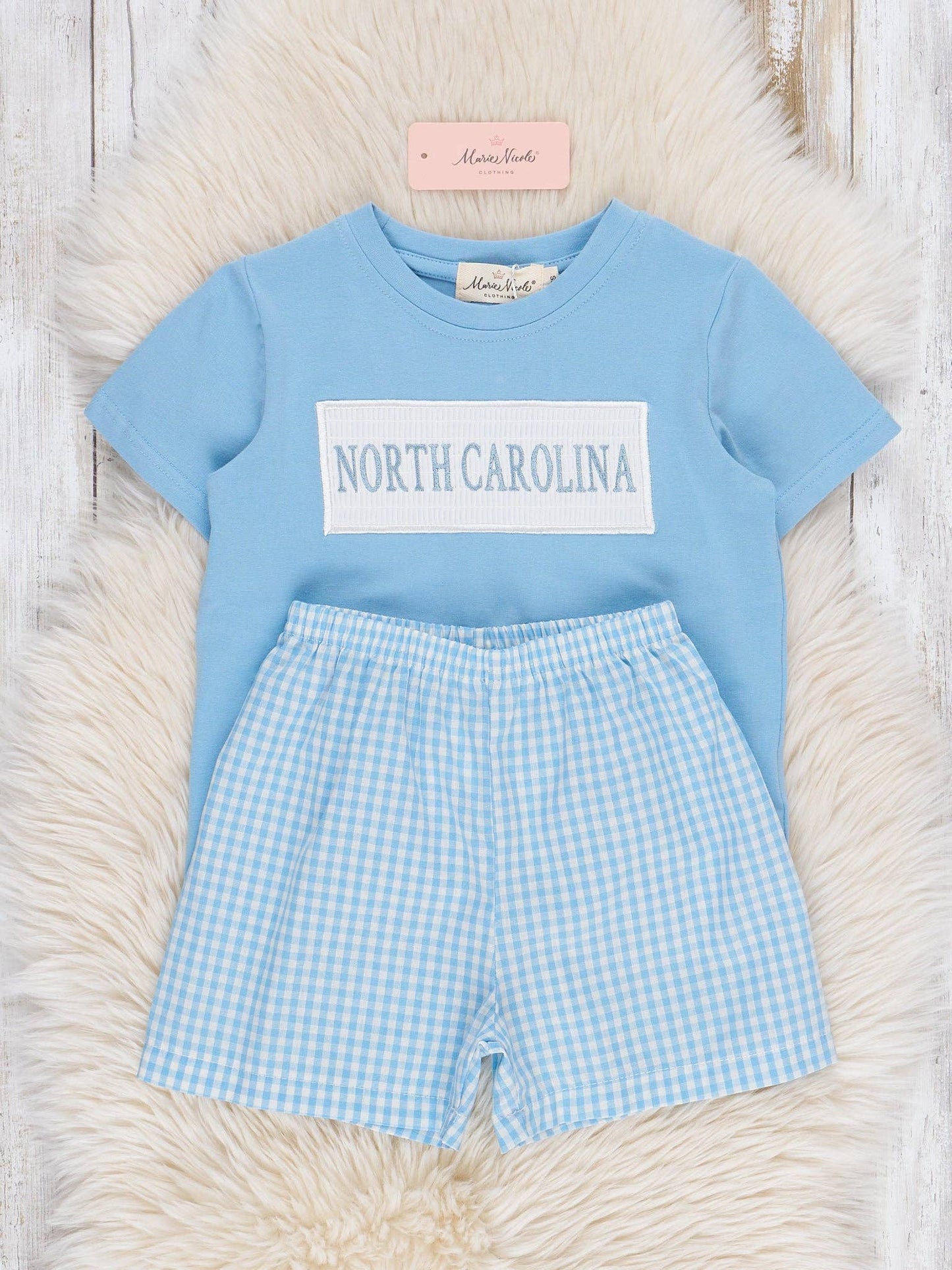 North Carolina Smocked Gingham Outfit