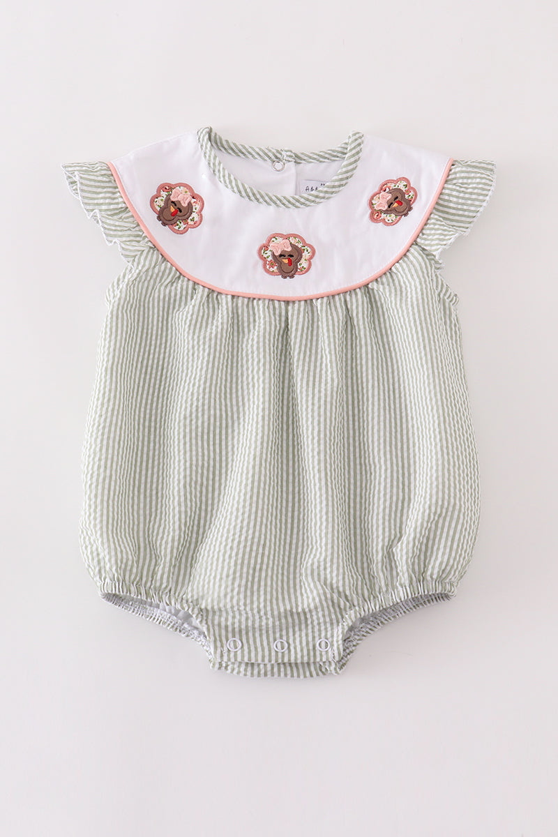 Premium Green turkey embroidery stripe bubble