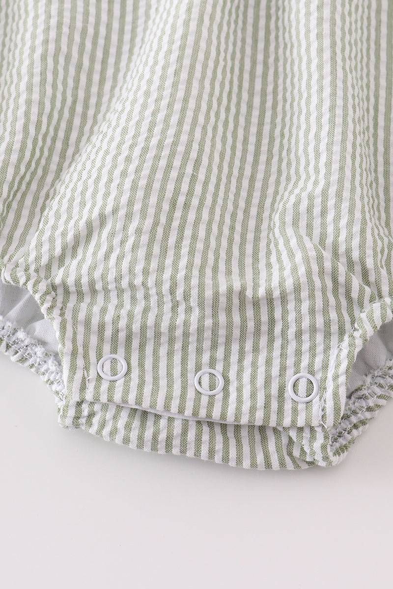 Premium Green turkey embroidery stripe bubble